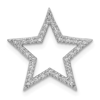 Diamond2Deal 14k White Gold 1/10 carat Diamond Star Chain Slide