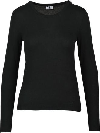 Diesel Maglioncino Sottile Girocollo - Dames - Ronde hals truien - Zwart - XL - Katoen - Truien & Vesten