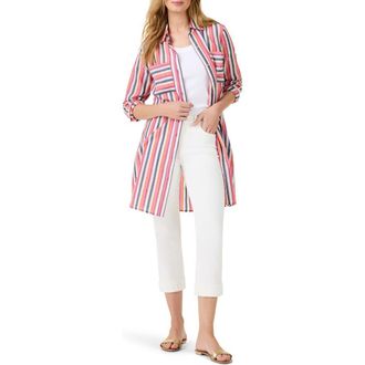 Nic+Zoe Daybreak Stripe Button-Up Tunic in Pink Multi at Nordstrom Rack, Size X-Small