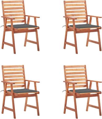 vidaXL Vidaxl - Sillas Comedor De Jard&iacute;n Y Cojines 4 Uds Madera Maciza Acacia