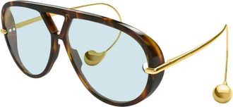 Bottega Veneta Sunglasses, female, Brown, Size: 63 MM Drop Aviator Sunglasses