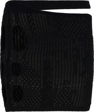 Roberta Einer Cut-out Gebreide Mini Rok - Dames - Korte rokken - Zwart - M - Katoen - Rokken