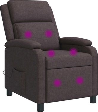 vidaXL Silla De Masajes Reclinable Marr&oacute;n Oscuro Tela Vidaxl