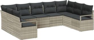 vidaXL Vidaxl - Garden Sofa Set with Cushion Manual 9 pcs Grey 100 x 55 x 73 cm