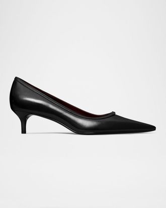 Tory Burch 45mm Double T Leather Buckle Pumps