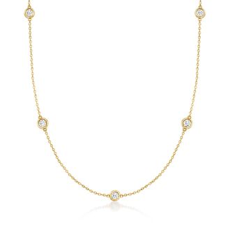 Ross-Simons Bezel-Set Diamond Station Necklace in 14kt Yellow Gold
