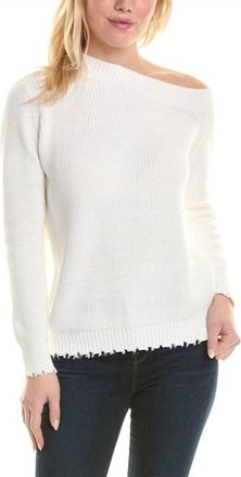 Minnie Rose Cotton Shaker Off-The-Shoulder Sweater Top In White