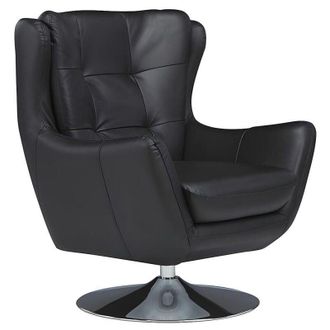 Vente-Unique Vente-unique - Poltrona girevole in pelle - Nero - anaba