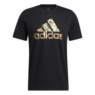 adidas Mens adidas Large Logo Printing Casual Round Neck Pullover Short Sleeve Black T-Shirt HK9157