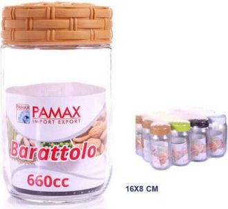 Trade Shop Trade Shop - Set 12 Barattoli Contenitori In Vetro 660cc Tappo Colorato Ermetico Rattan Casa