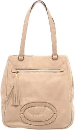 Loewe Pre-owned Shoulder Bags, female, Beige, Size: ONE SIZE Pre-owned Leather Shoulder Bag