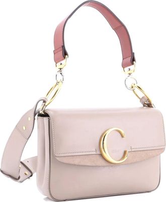 Chlo&eacute; C Double Carry Bag Leather Small crossbody bag - Beige