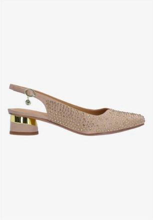 J. Rene&eacute; Womens Baline Sling Back Pumps In Beige Satin/stones