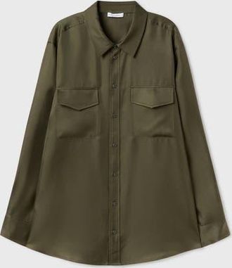 Silk Laundry TWILL BOYFRIEND SHIRT PINE at Nordstrom, Size X-Small L Au