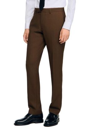 Sandro Classic wool dress trousers in Tobacco Brown at Nordstrom, Size 3832 Eu