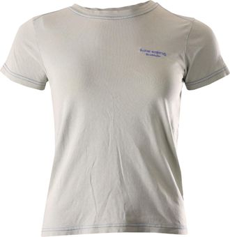 Acne Studios Acne Studios T-shirt met geborduurd logo in lichtgroen katoen