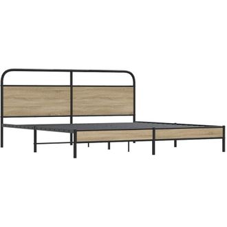 vidaXL Metal Bed Frame without Mattress Smoked Oak 180x200 cm Super King Vidaxl