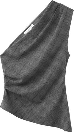 Mango Asymmetric Check Sleeveless Top in Grey at Nordstrom, Size Medium
