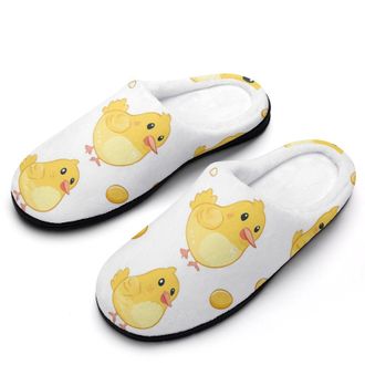 Generic Yellow Easter Chick Chicken Mens Slippers Slip On Comfortable Fleece Cotton House Shoes Winter