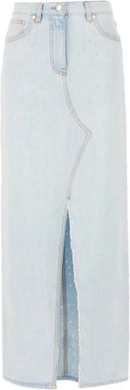 Msgm Distressed Maxi Rok - Dames - Spijkerrokken - Blauw - M - Katoen - Rokken