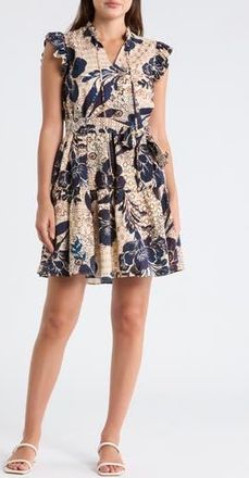Julia Jordan Flutter Sleeve Dress in Navy Multi at Nordstrom Rack, Size X-Small