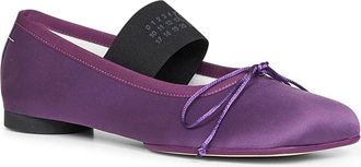 Maison Margiela Womens Ballet Flats Purple Satin Polyester Ballerina Shoes
