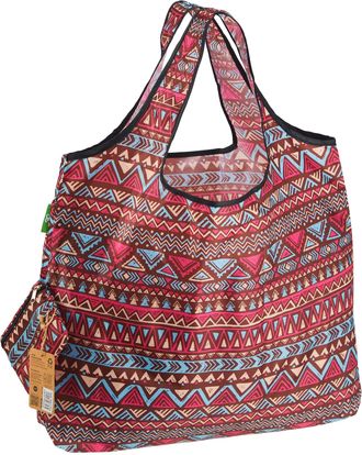 Eco Chic Foldable Reusable Large Recycled Grocery Bags Lightweight Shopping Tote Bags with Storage Pouch (Aztec Pattern)