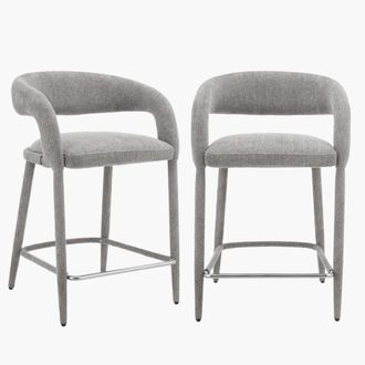 Sweeek Taburete de bar contempor&aacute;neo de tela, set de 2, pardo
