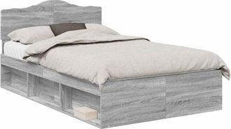 vidaXL Bed Frame Grey Sonoma 135 x 190 cm Solid Pine Wood vidaXL