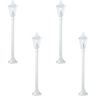 Loops 4 PACK IP44 Outdoor Bollard Light White Aluminium Lantern 60W E27 Lamp Post