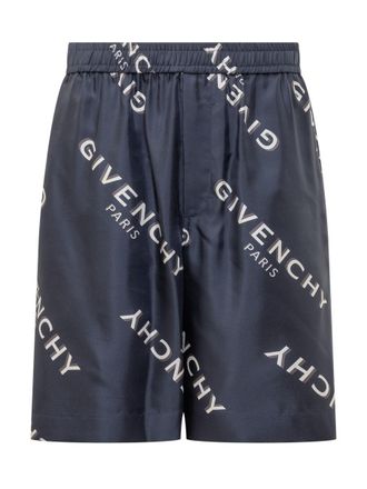 Givenchy Givenchy Blue Silk Shorts With Logo