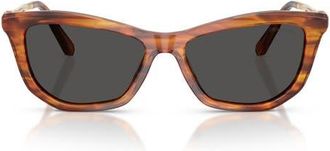 Swarovski 56mm Cat Eye Sunglasses in Striped Havana /Dark Grey at Nordstrom