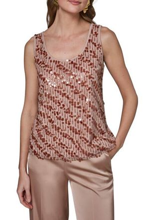DKNY Sequin Scoop Neck Sleeveless Top in Umbria at Nordstrom, Size X-Small