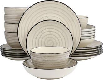 Elama Gia 24 Piece Round Stoneware Dinnerware Set in White at Nordstrom