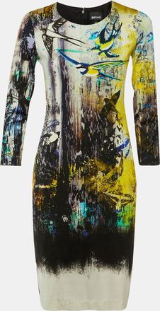 Just Cavalli Multicolor Bird Print Jersey Sheath Dress