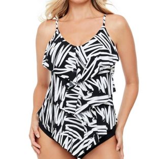 Magic Suit By Miraclesuit Rita Triple Tiered Tankini Top In Black White