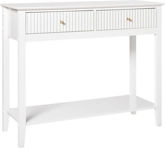 Beliani Beliani - Elegante Consola De 2 Cajones Con 1 Estante Mdf Manillas Doradas Sal&oacute;n Blanco Assisi