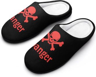 Generic Danger Death Skull Head Mens Slippers Slip On Comfortable Fleece Cotton House Shoes Winter