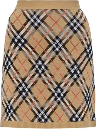 Burberry Rokken, Dames, Beige, L, Wol, Wollen rok