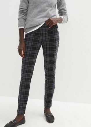 Bonprix Jerseyhose BONPRIX, Damen, Gr. 56/58 (XXXL), N-Gr, schwarz (schwarz, rauchgrau kariert), Obermaterial: 70% Polyester, 27% Viskose, 3% Elasthan, slim f