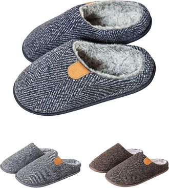 Generic Mens Slippers Cotton Winter Slippers Slip on Felt Mule Indoor Solid Color Soft Ankle with Anti-Slip Faux Fur Lined Memory Foam Indoor House Shoes for 