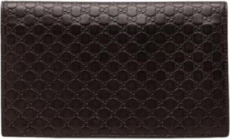 Gucci Pre-owned Portemonnee van Embossed Leer - Dames - Vintage Accessoires - Bruin - ONE Size - Leer - Vintage