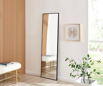 Furniturebox Emma Full Length Extra Large 170x50cm Framed Rectangular Vertical Living Room Hallway Wall Mirror in Black | Size: 170x50 cm