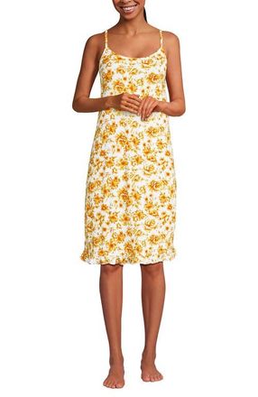 Lands End Cooling Knee Length Slip Nightgown in Pale Yellow Painted Floral at Nordstrom, Size X-Large P