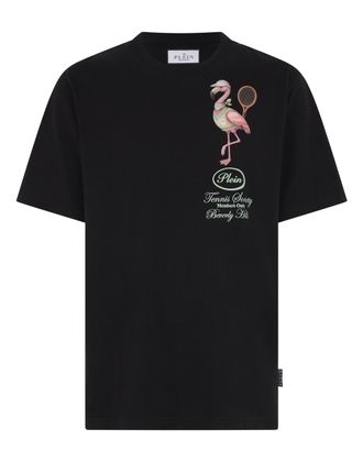 Philipp Plein Round Neck T-Shirt Flamingo Tennis Society