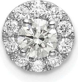 Diamond2Deal 14K White Gold Lab Grown Diamond Round Halo Pendant (0.5ct, VS, G-H)