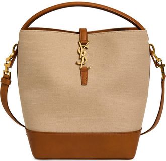 Saint Laurent Le 37 Canvas & Leather Bucket Bag in Desert Dust/Brick at Nordstrom