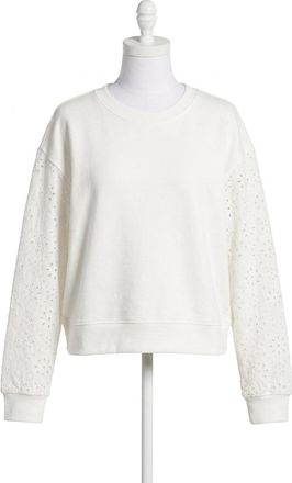 Z Supply Mosaic Knit Eyelet Sweatshirt In White