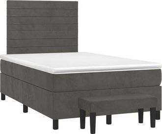vidaXL Cama Box Spring Con Colch&oacute;n Terciopelo Gris Oscuro 120x200 Cm Vidaxl