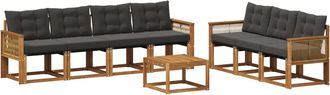 vidaXL Conjunto De Sof&aacute;s De Exterior 8 Uds. Natural Y Negro Vidaxl